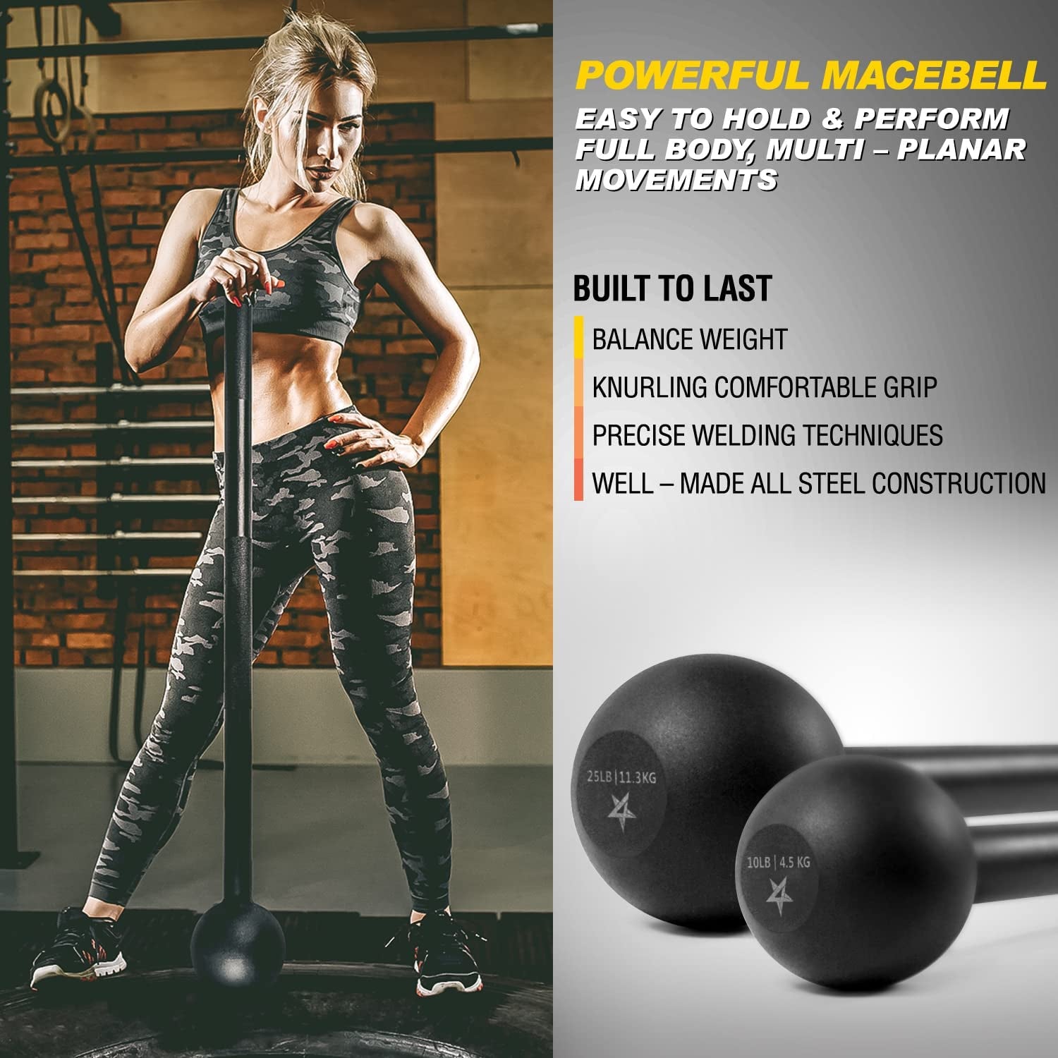 Steel Mace Bell for Comprehensive Strength Training - Full Body, Muscle, Shoulder, Grip & Forearm Workouts - Available in 5 to 30 LB Options for Both Men and Women